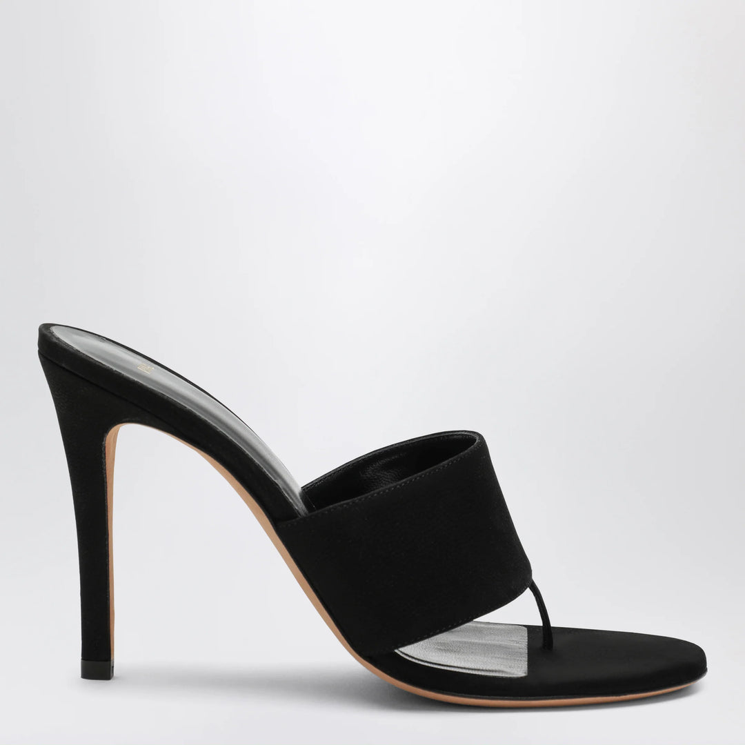 Jude - Black nubuck leather thong sandals