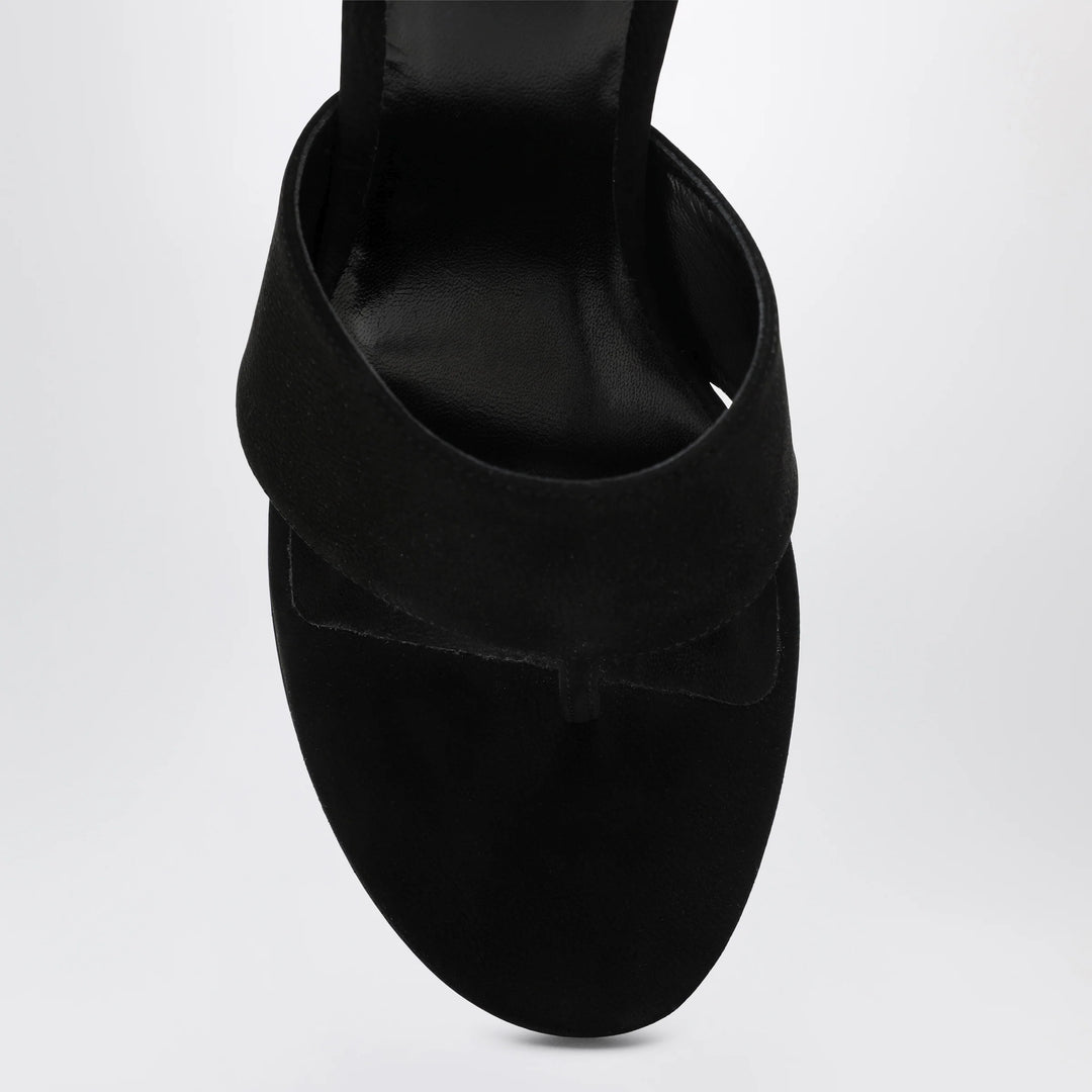 Jude - Black nubuck leather thong sandals