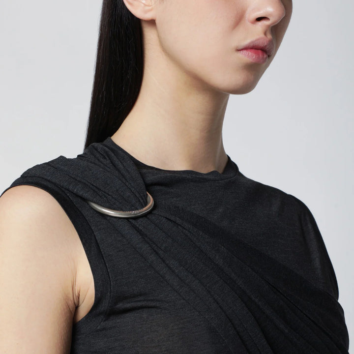 Durazzi Milano - Black mélange tank top with braided details