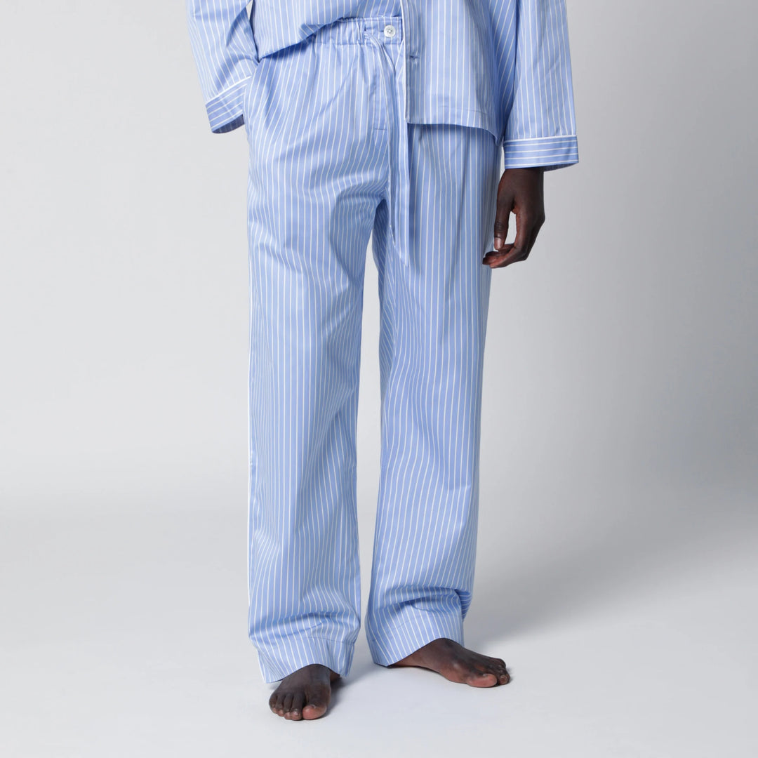 Tekla - Light blue pajama trousers with white stripes