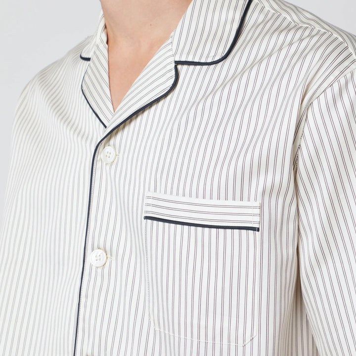 Tekla - Brown and white striped pyjama shirt