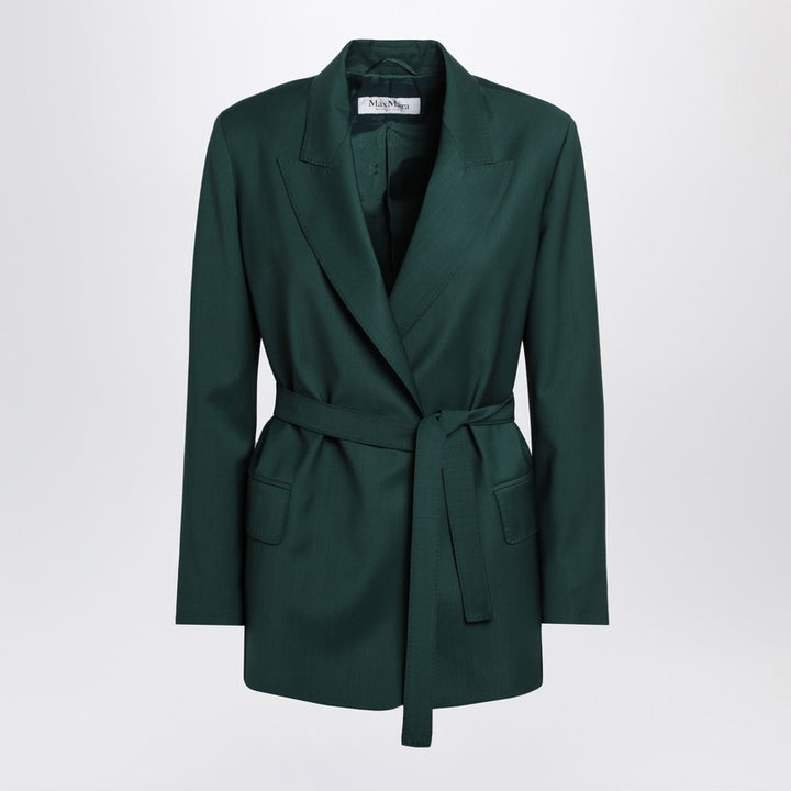 Max Mara Green wool canvas jacket with belt