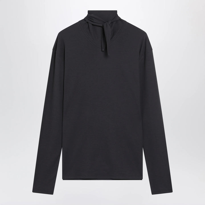 LEMAIRE - Dark grey long-sleeved sweater with scarf detail