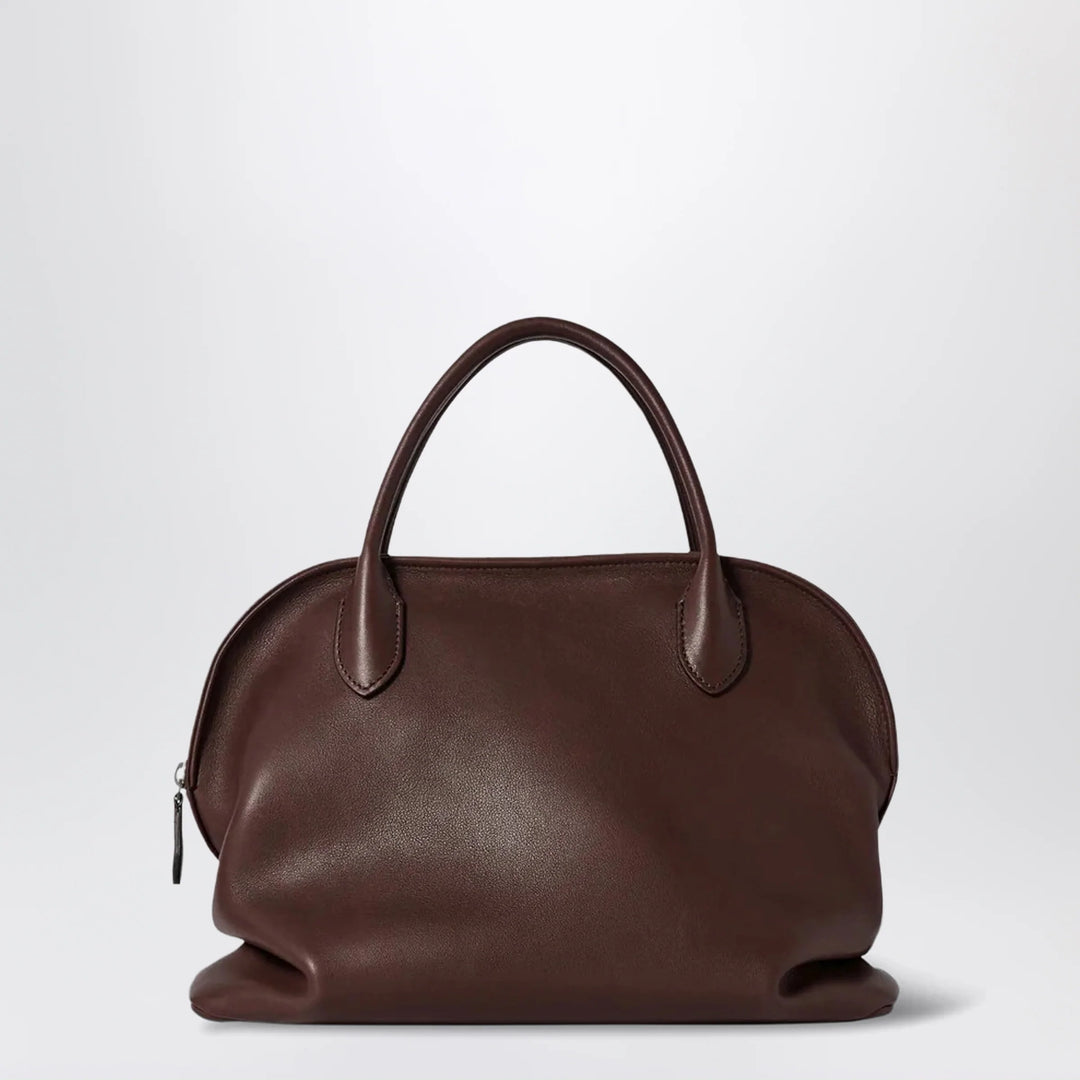 The Row - Agnes soft glossy calfskin handbag in burgundy