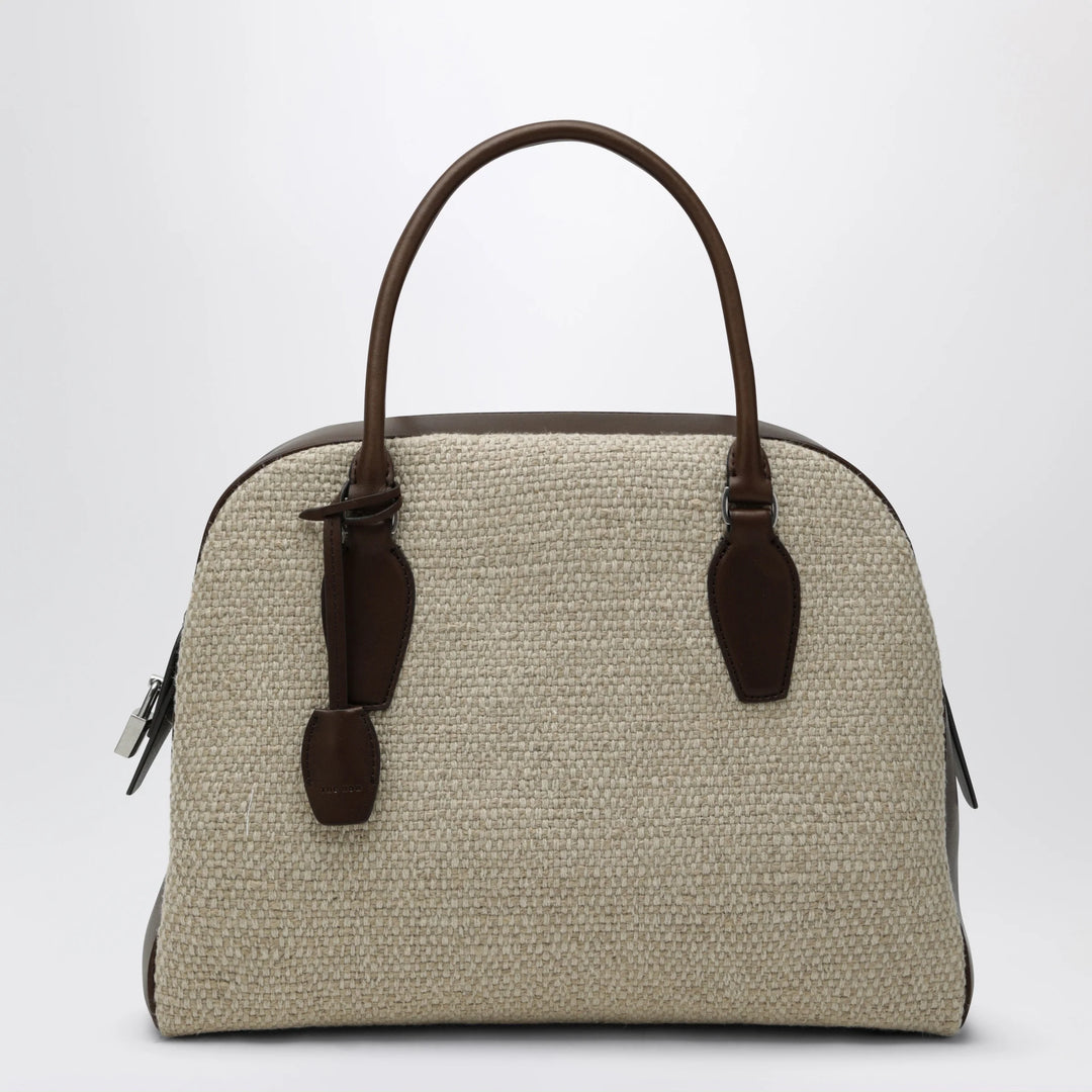 The Row - India 12 natural/brown canvas and leather bag