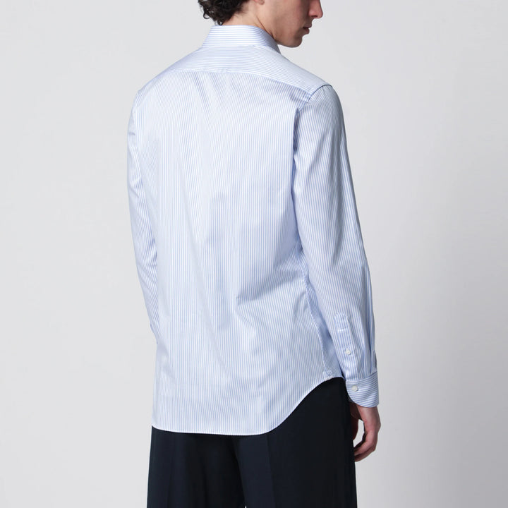 XACUS - White/light blue cotton Travel shirt
