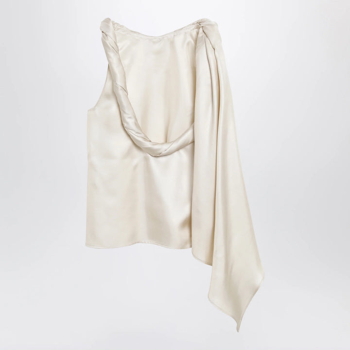 LouLou De Saison - Wilma silk twill top with a twisted collar and scarf detail