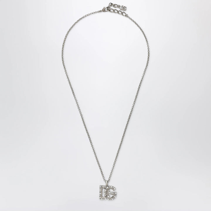 Dolce&amp;Gabbana - Thin chain necklace with rhinestone DG logo in silver