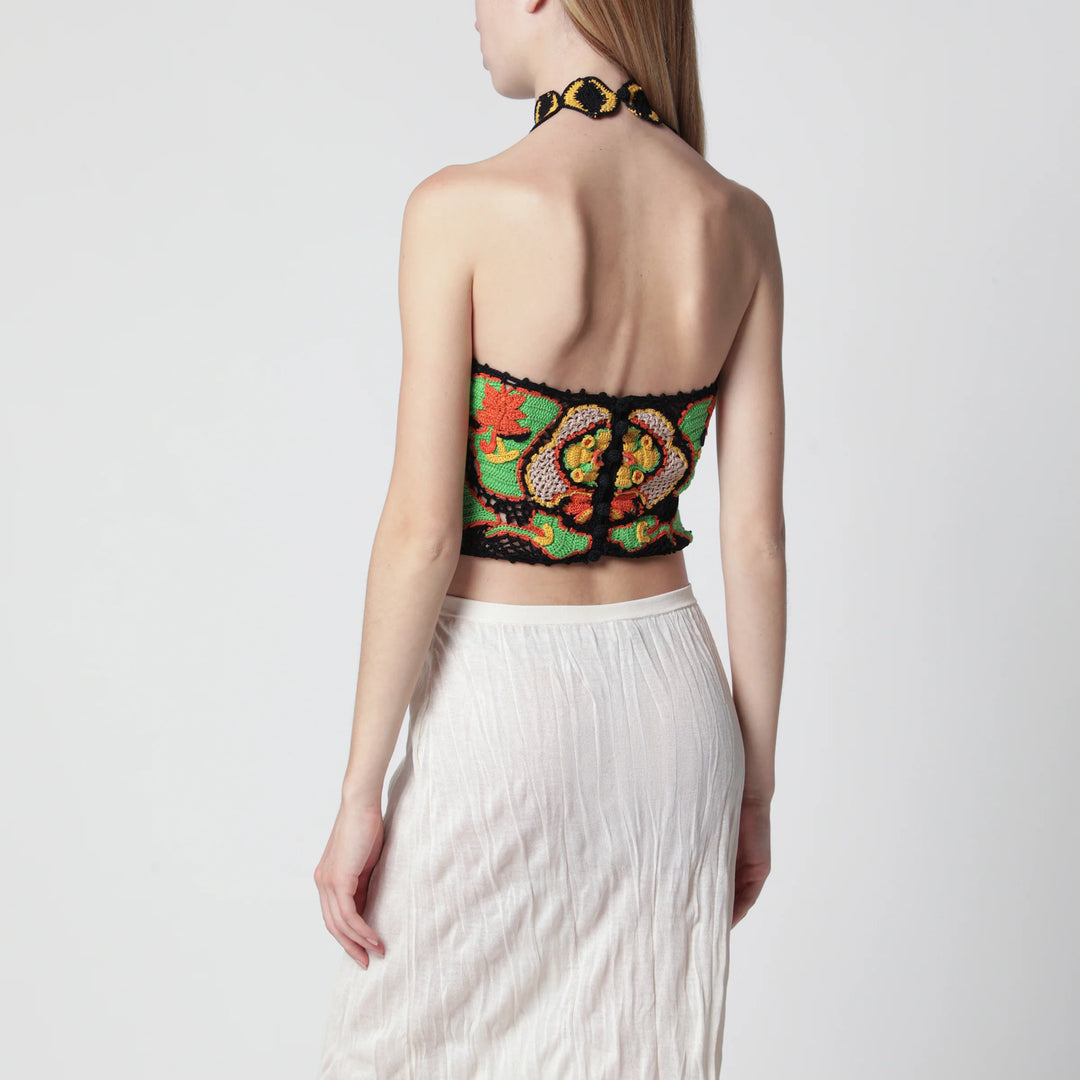 ETRO - Cropped top with floral crochet-effect pattern