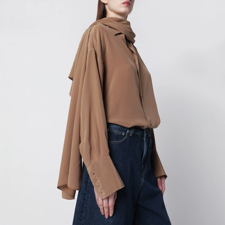 DARKPARK - Oversized Georgia silk shirt in tobacco color