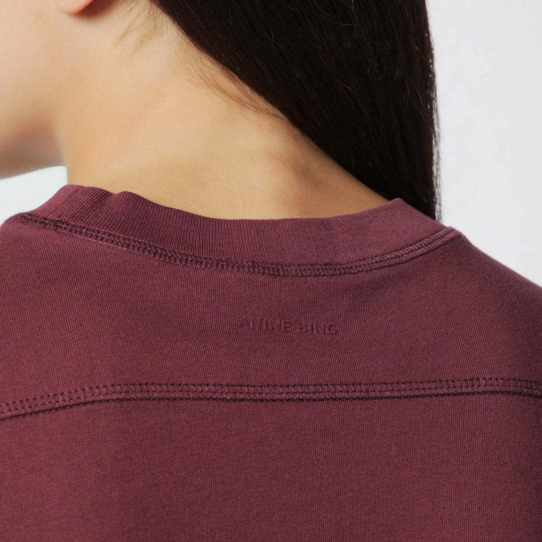 ANINE BING - Burgundy logo-print T-shirt Brand