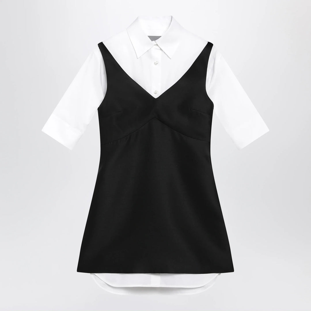 Balenciaga - Hybrid chemisier mini dress in wool and silk black Brand Apparel &amp; Accessories 34  FR