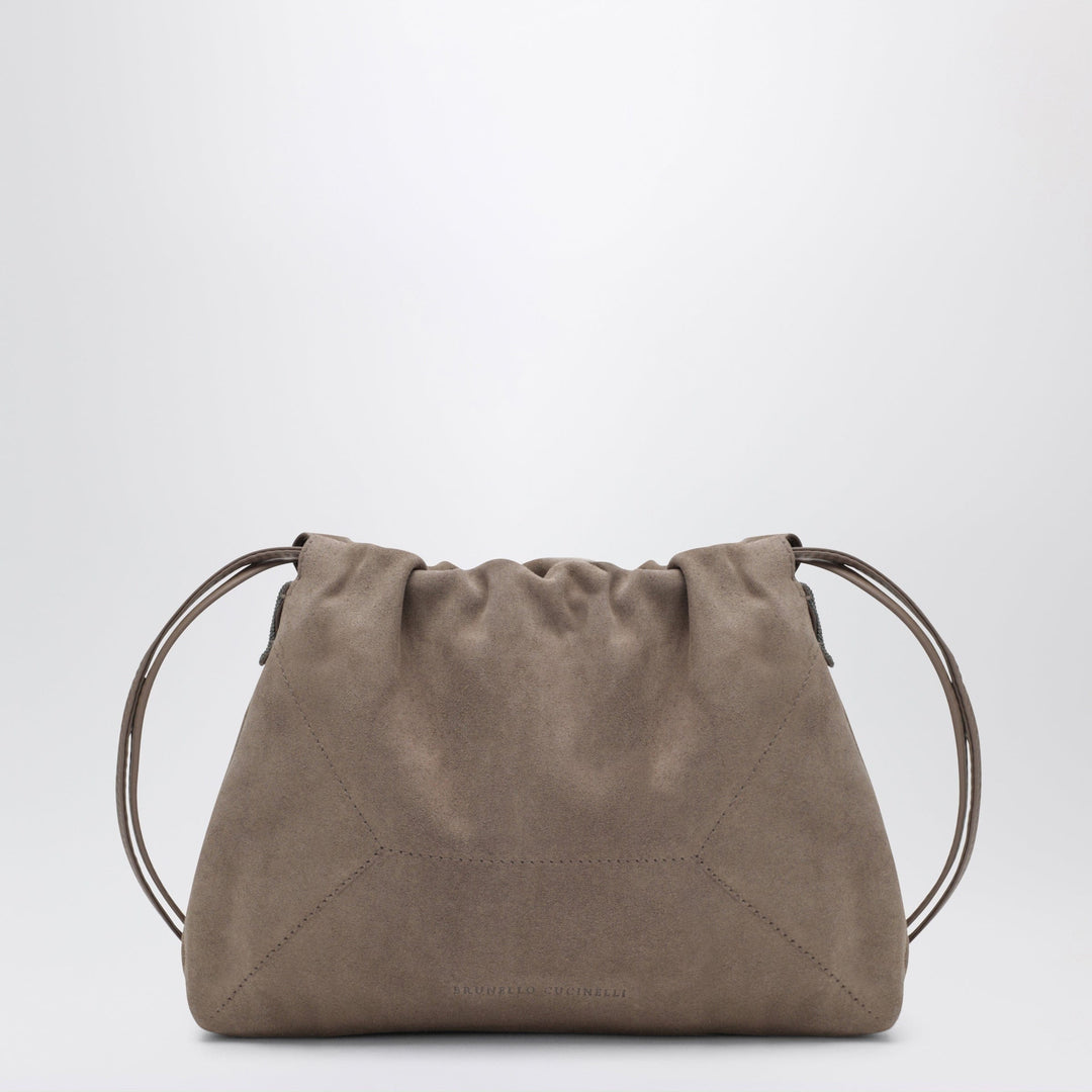Apparel &amp; Accessories TU Brunello Cucinelli - BC Duo Pouch brown suede bag with monile detail Brand