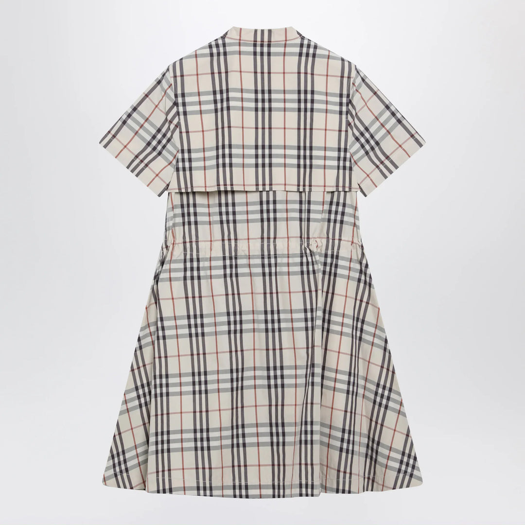 Burberry - Beige check short-sleeve cotton dress Brand Apparel &amp; Accessories