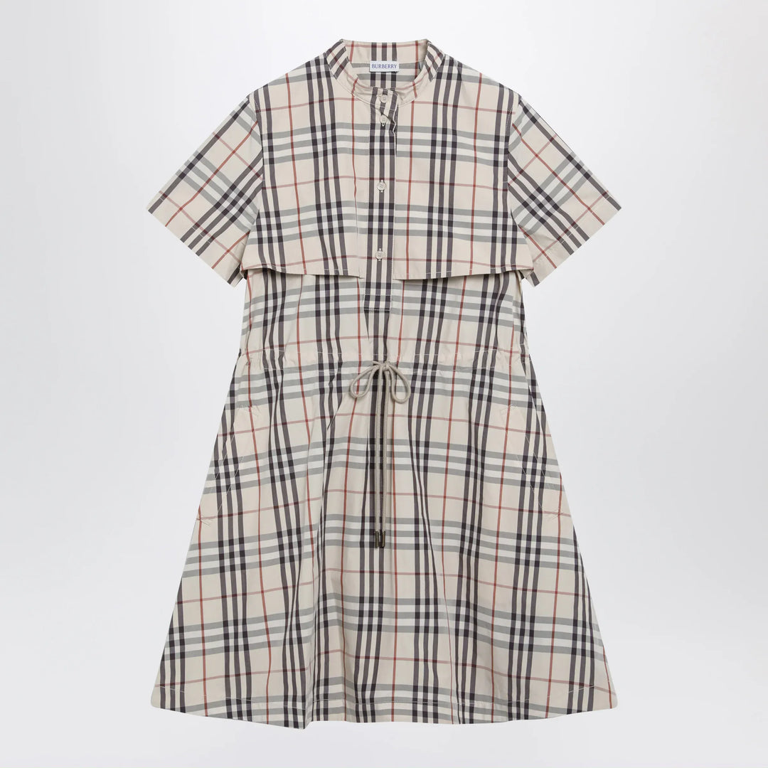 Burberry - Beige check short-sleeve cotton dress Brand Apparel &amp; Accessories 6 UK
