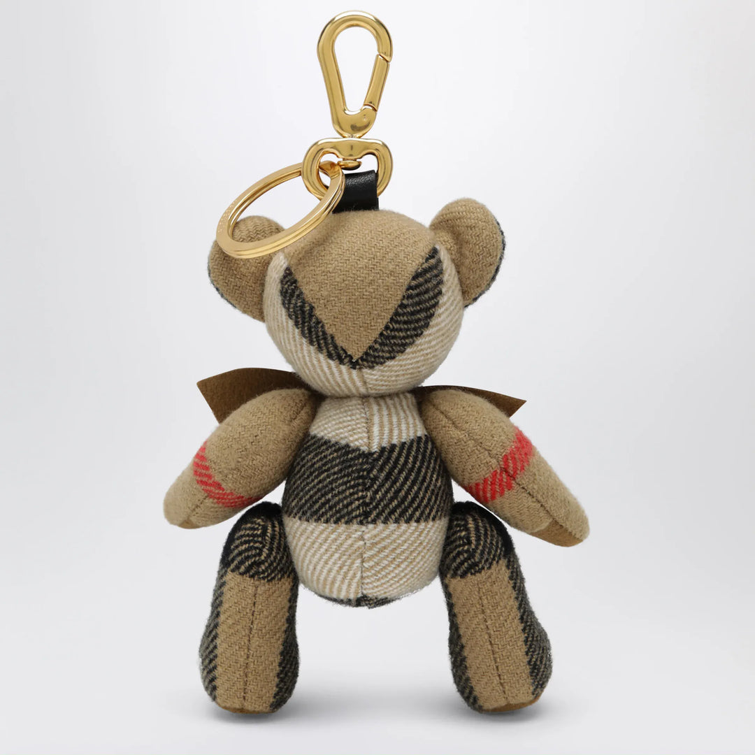 Burberry - Thomas teddy bear charm in check cashmere, beige Brand Apparel &amp; Accessories U