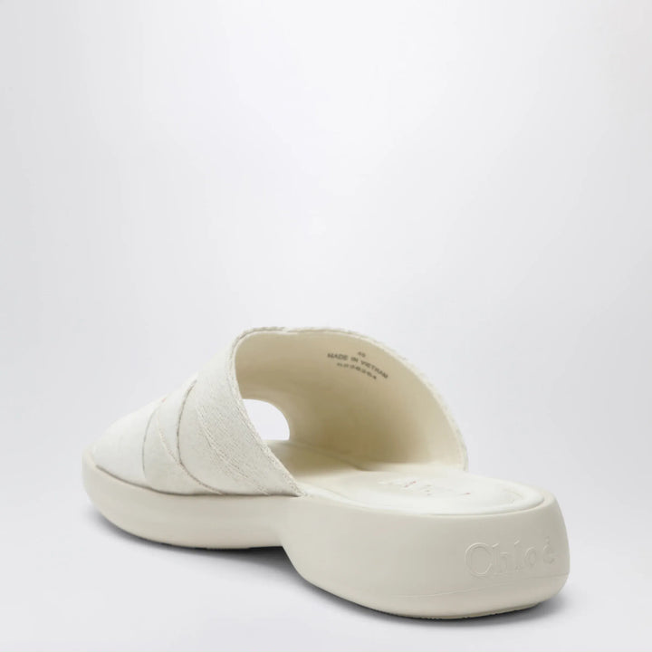 Chloé - Poolette clogs in ivory woven linen Brand Apparel &amp; Accessories