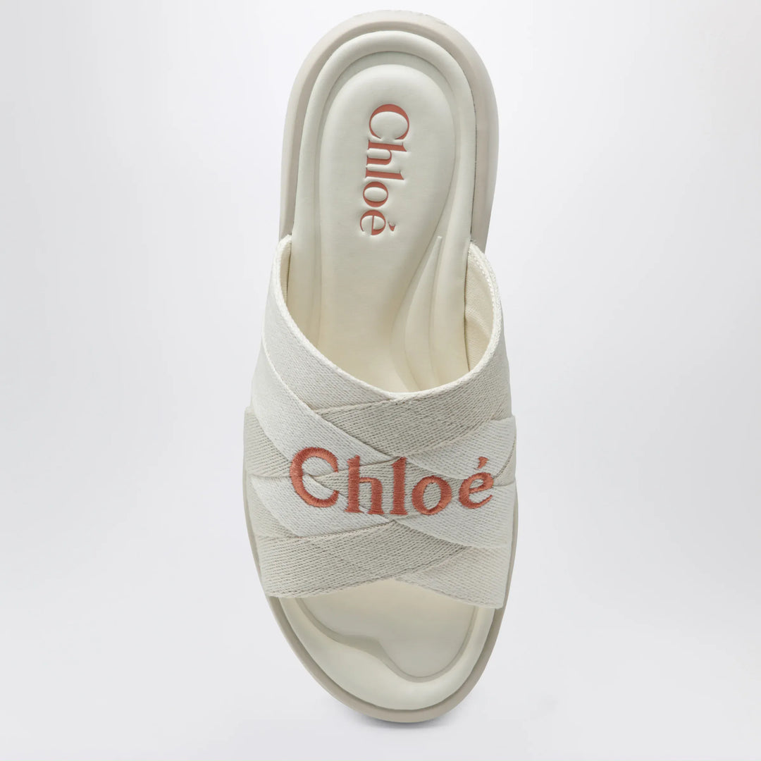 Chloé - Poolette clogs in ivory woven linen Brand Apparel &amp; Accessories