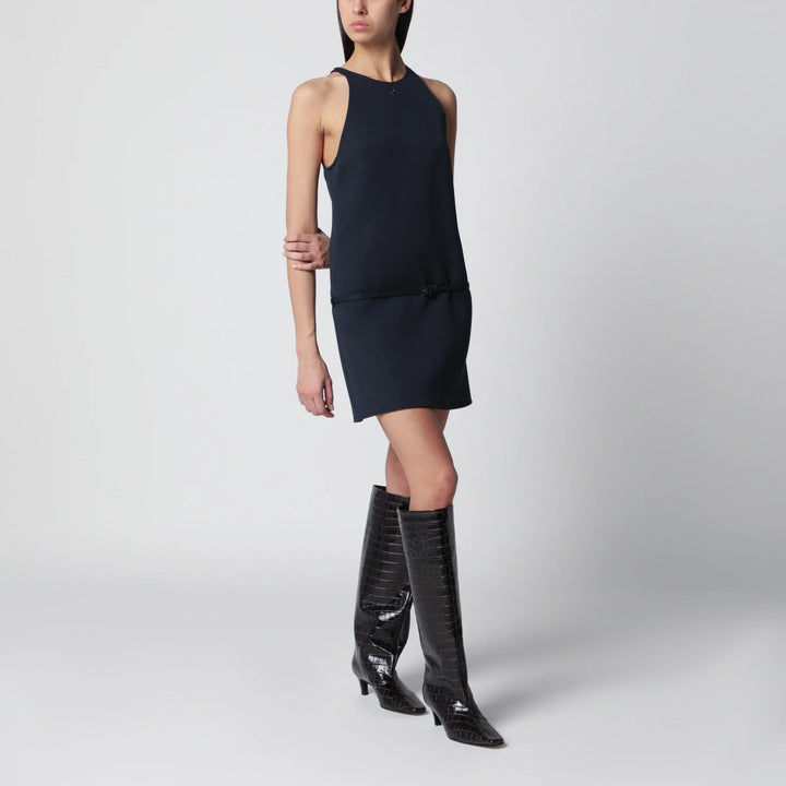 Courrèges - Sleeveless A-line twill mini dress with belt in navy Brand Apparel &amp; Accessories > Clothing Accessories > Belts 36  FR