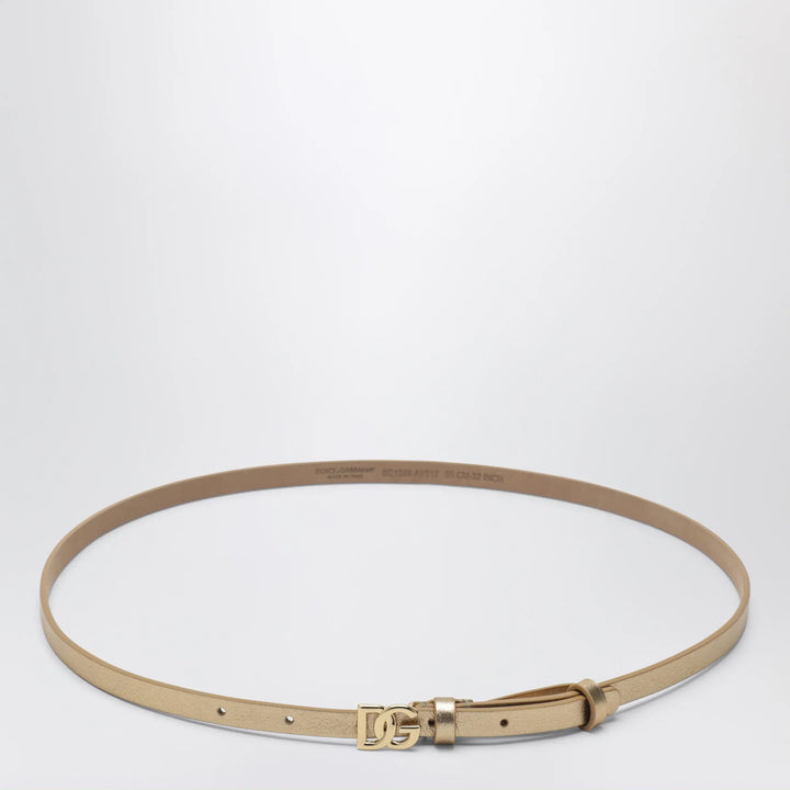 Dolce&amp;Gabbana - Happy Garden laminated calf leather belt in gold Brand Apparel &amp; Accessories > Clothing Accessories > Belts 80 EU