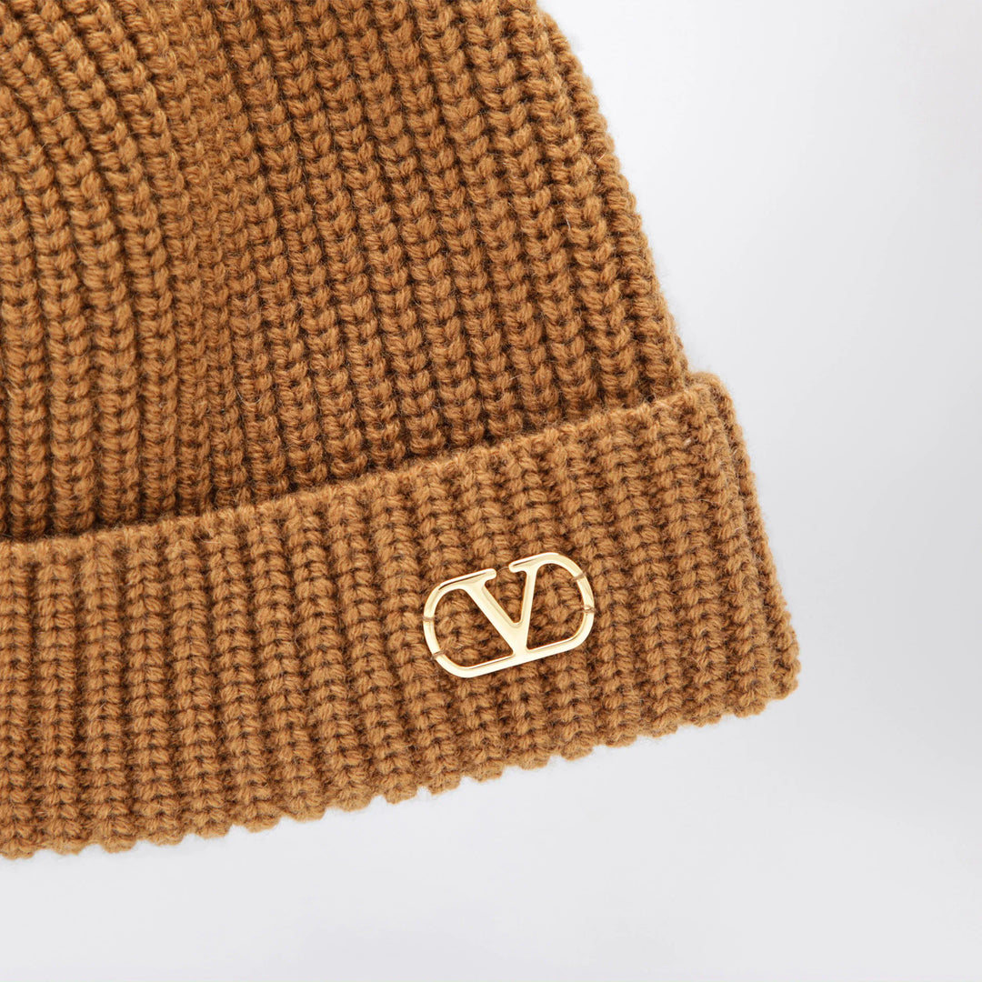 Valentino - Camel Vlogo Signature cashmere beanie Brand Apparel &amp; Accessories > Clothing Accessories > Hats TU