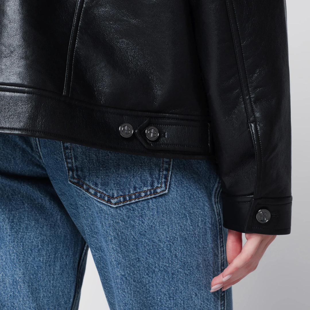 ANINE BING - Black regenerated leather jacket Brand Apparel &amp; Accessories > Clothing > Outerwear > Coats &amp; Jackets