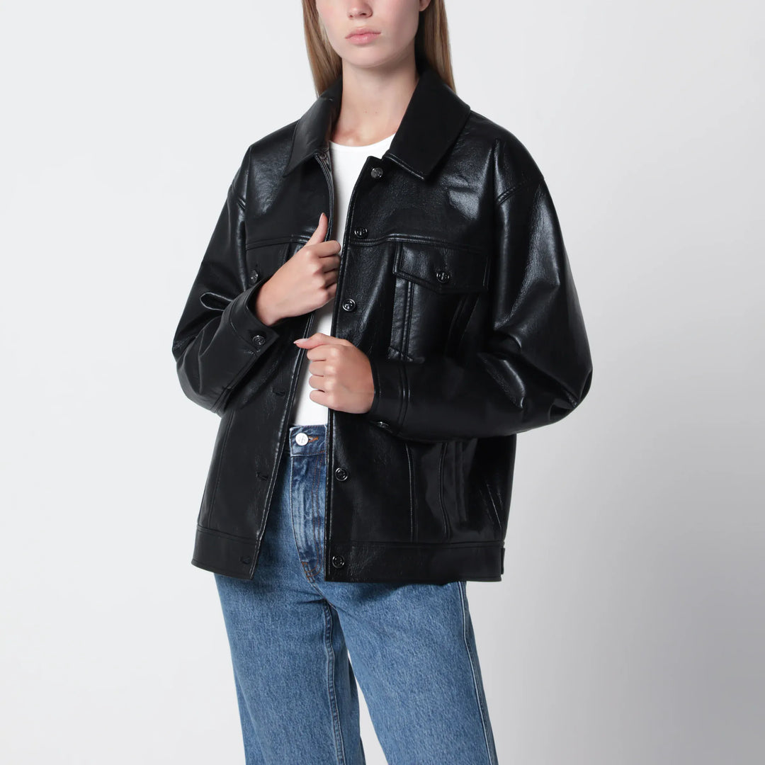 ANINE BING - Black regenerated leather jacket Brand Apparel &amp; Accessories > Clothing > Outerwear > Coats &amp; Jackets