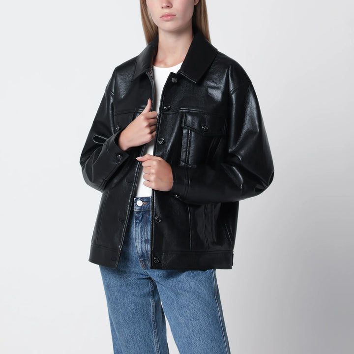 ANINE BING - Black regenerated leather jacket Brand Apparel &amp; Accessories > Clothing > Outerwear > Coats &amp; Jackets