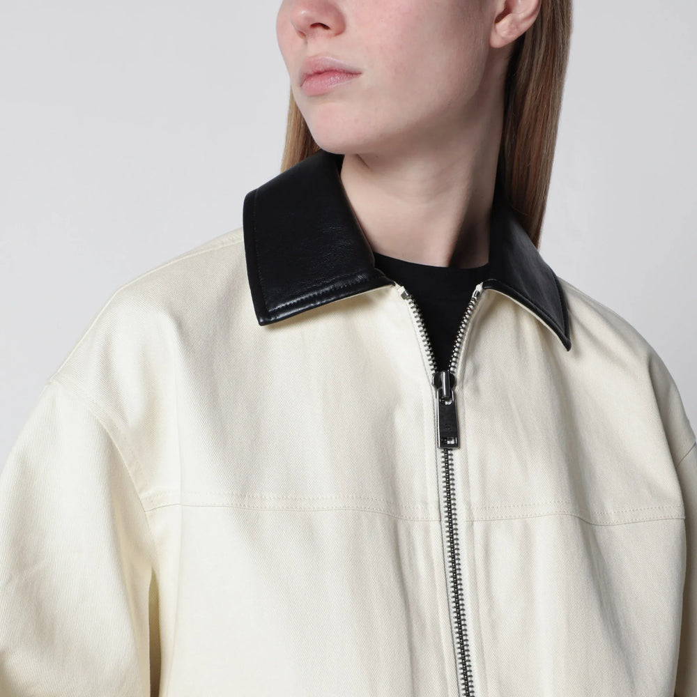 ANINE BING - Holden zip jacket in cotton, white Brand Apparel & Accessories > Clothing > Outerwear > Coats & Jackets