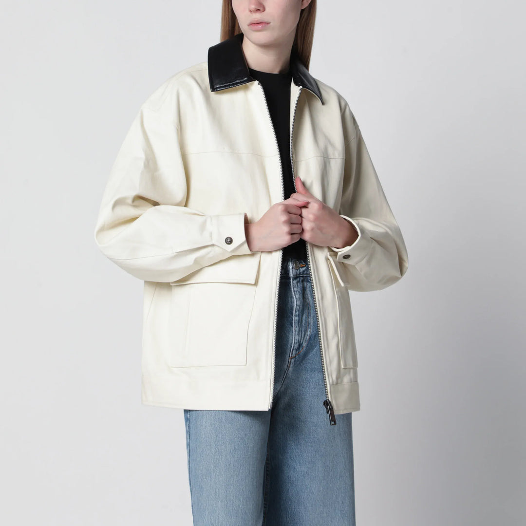 ANINE BING - Holden zip jacket in cotton, white Brand Apparel & Accessories > Clothing > Outerwear > Coats & Jackets S