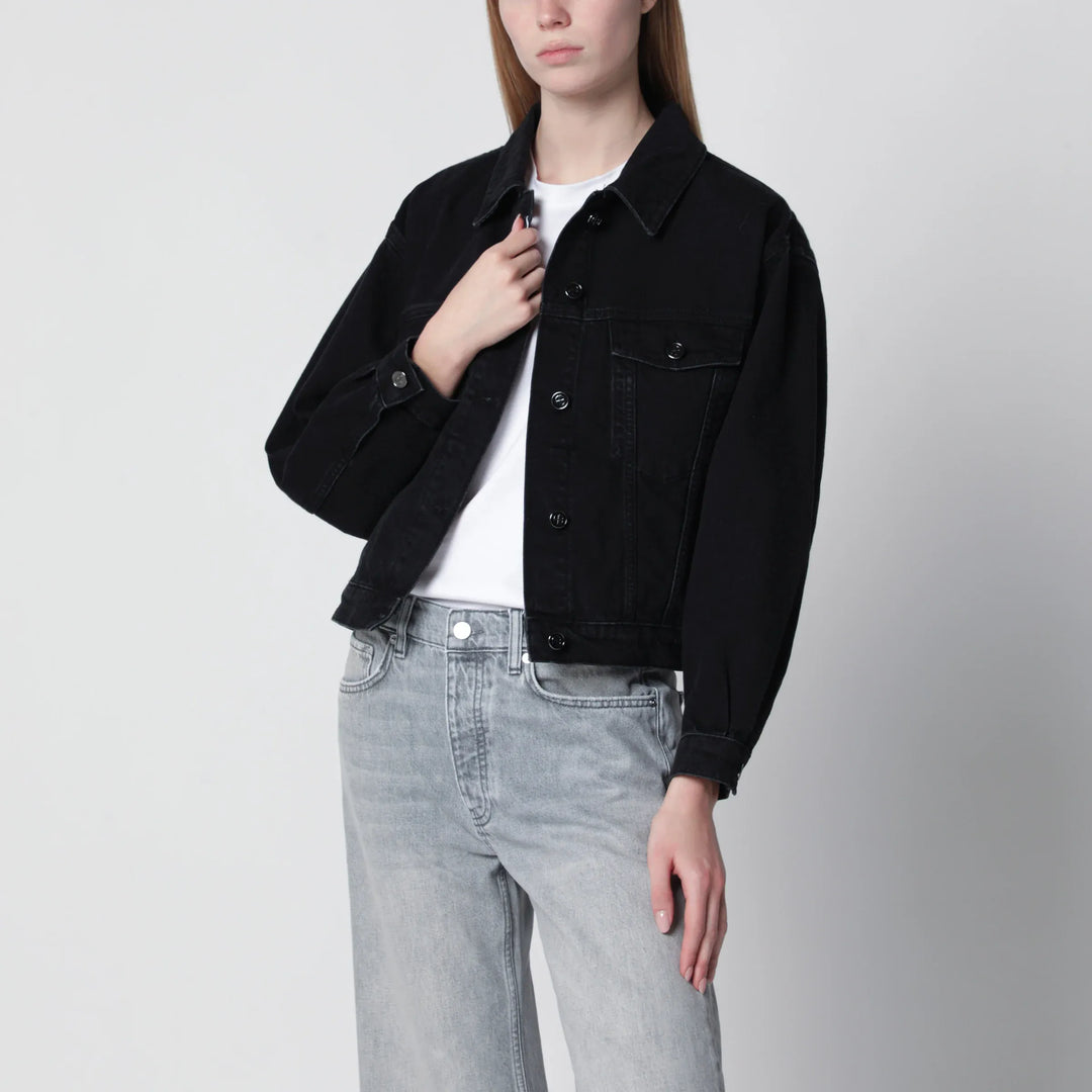 ANINE BING - Quincy cropped black denim jacket in cotton Brand Apparel & Accessories > Clothing > Outerwear > Coats & Jackets S