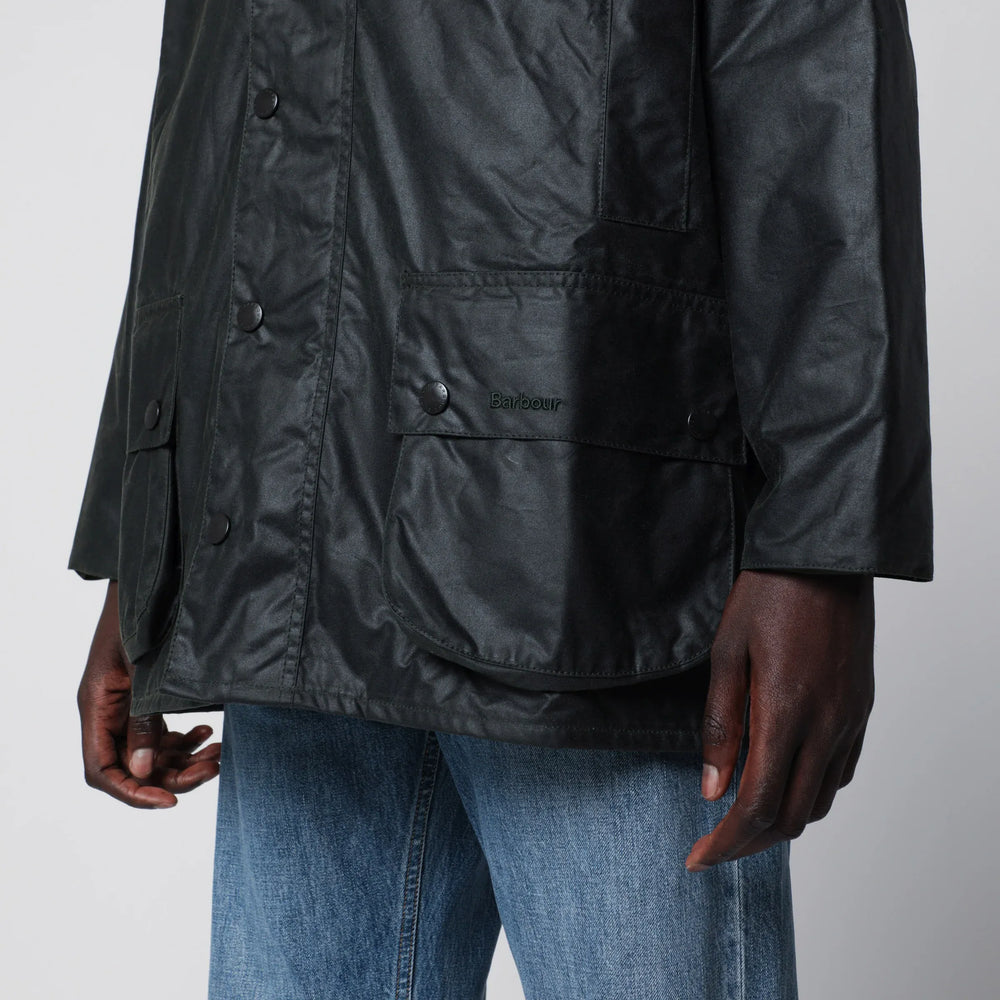 Barbour - Sage green Beaufort waxed jacket Brand Apparel & Accessories > Clothing > Outerwear > Coats & Jackets