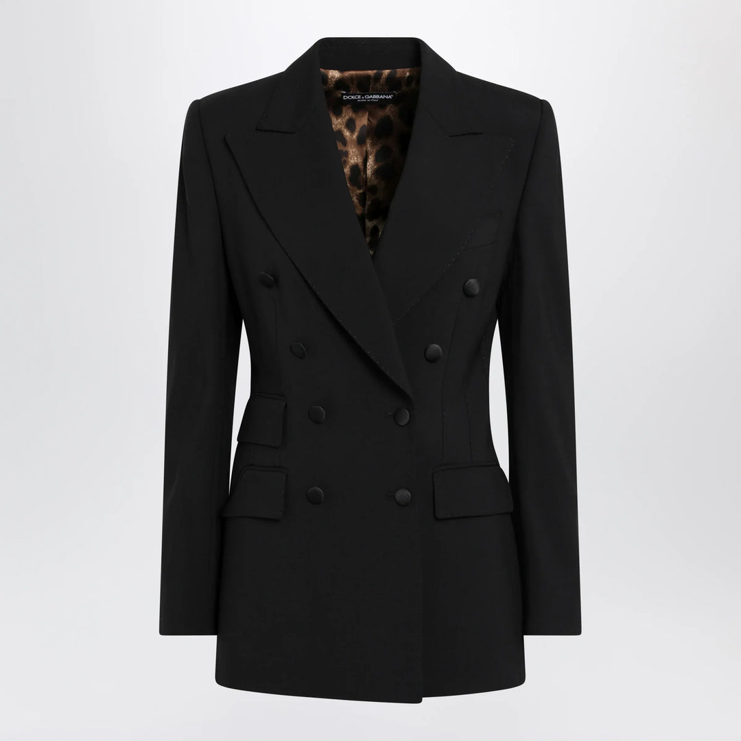 Dolce&amp;Gabbana - Double-breasted virgin wool jacket in black Brand Apparel &amp; Accessories > Clothing > Outerwear > Coats &amp; Jackets 42  IT