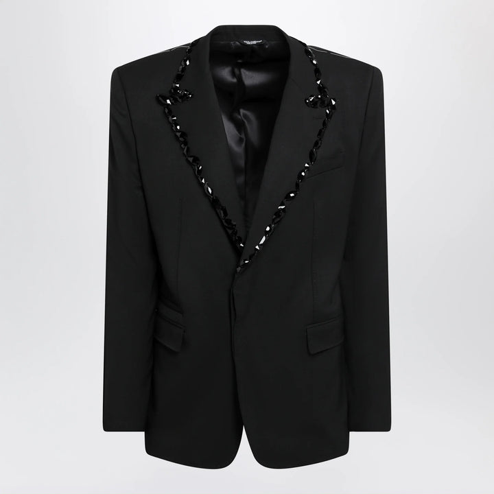Dolce&amp;Gabbana - Embellished wool-blend blazer in black Brand Apparel &amp; Accessories > Clothing > Outerwear > Coats &amp; Jackets 48 IT