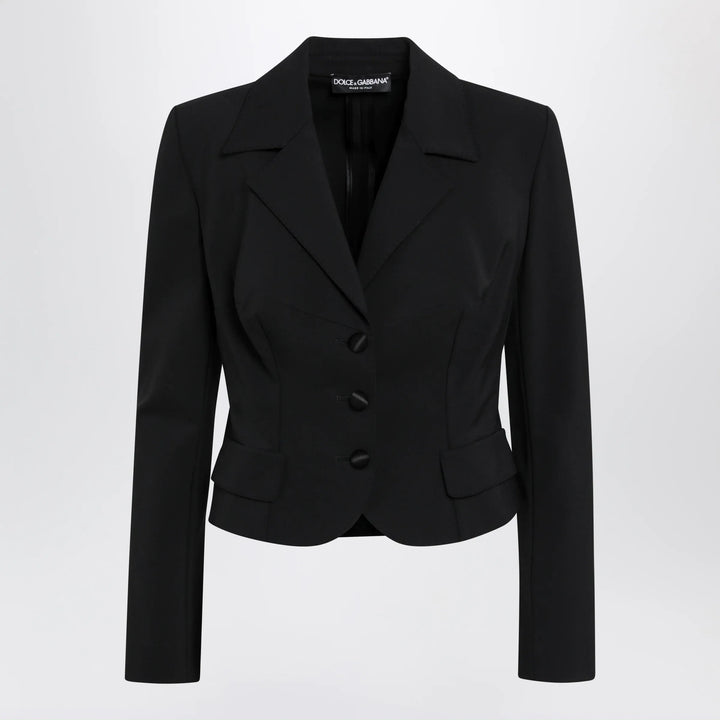Dolce&amp;Gabbana - Short single-breasted technical cady jacket, black Brand Apparel &amp; Accessories > Clothing > Outerwear > Coats &amp; Jackets 40  IT