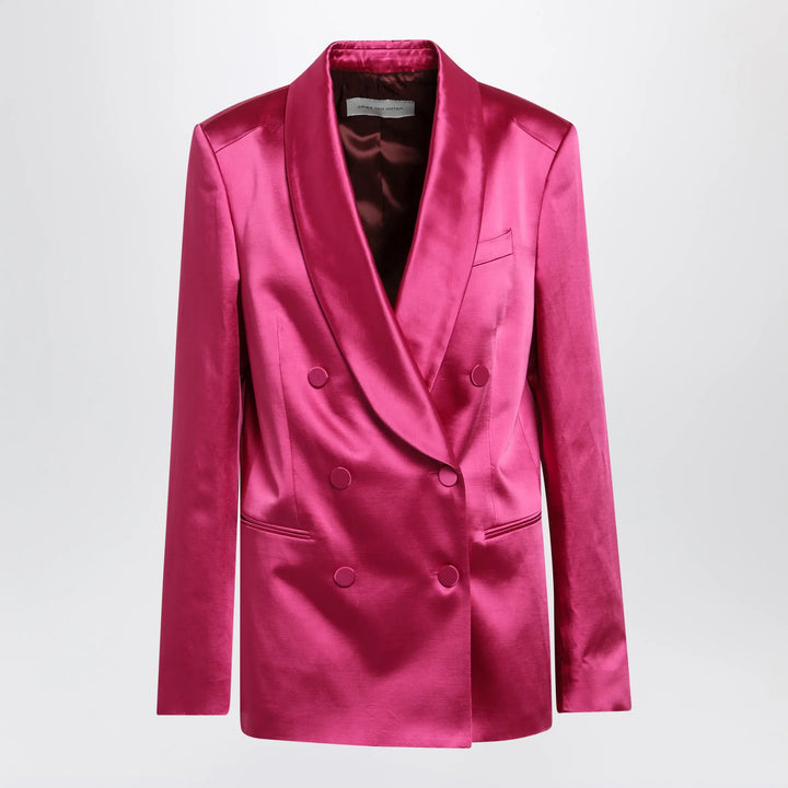 Dries Van Noten - Fuchsia double-breasted satin jacket Brand Apparel &amp; Accessories > Clothing > Outerwear > Coats &amp; Jackets 36  FR