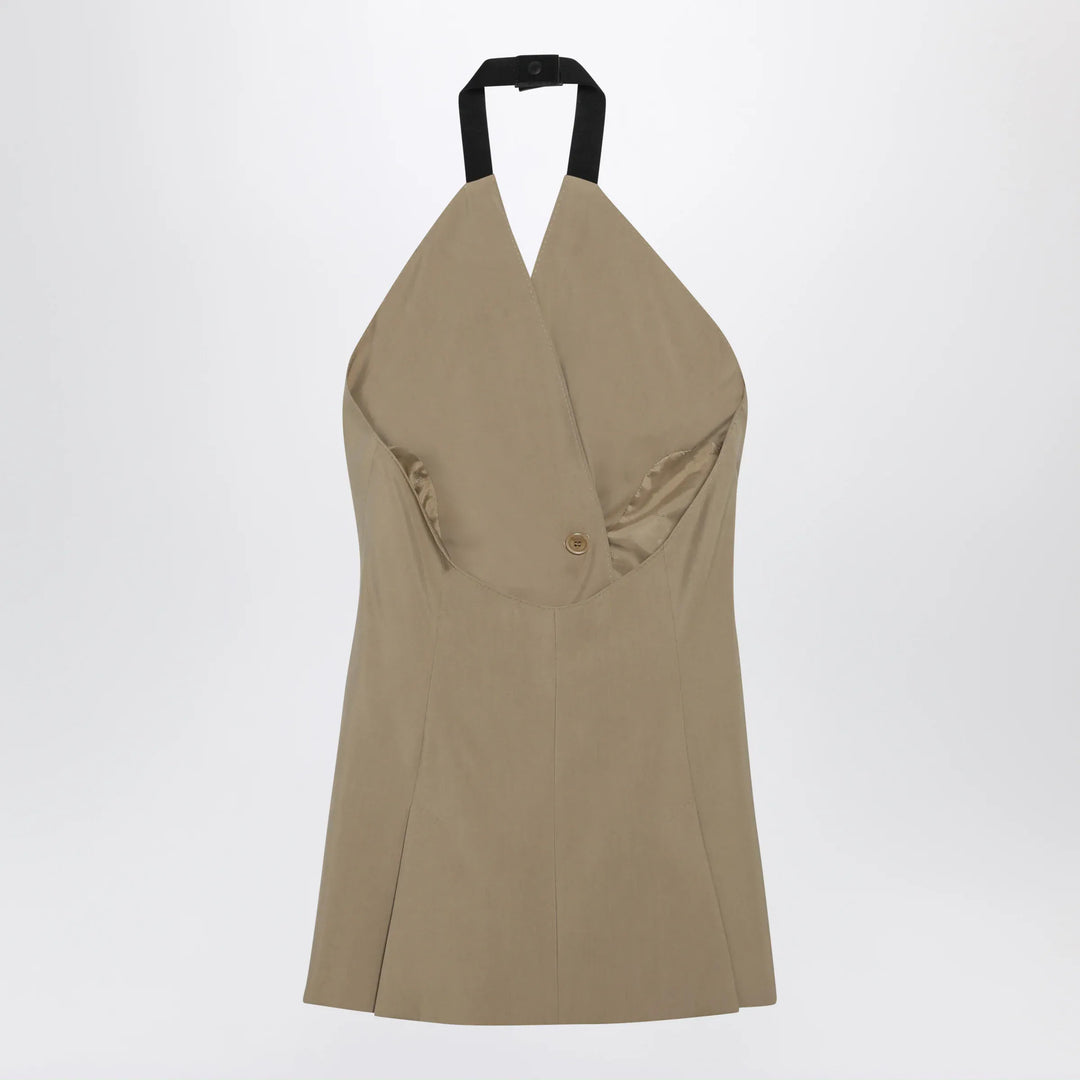 Max Mara - Sleeveless jacket in sand-colored wool and silk poplin Brand Apparel &amp; Accessories > Clothing > Outerwear > Coats &amp; Jackets
