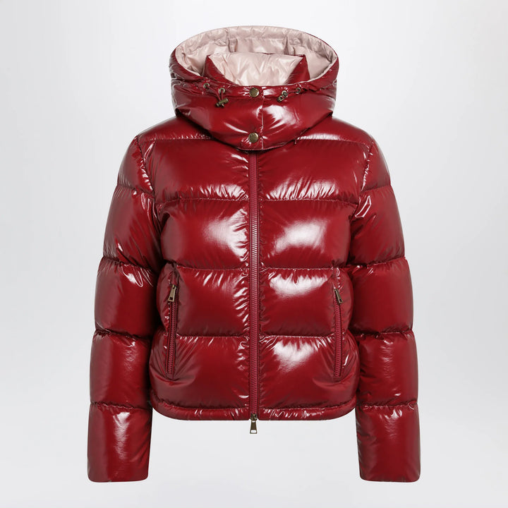 Moncler - Niveole cropped down jacket in glossy nylon red Brand Apparel &amp; Accessories > Clothing > Outerwear > Coats &amp; Jackets