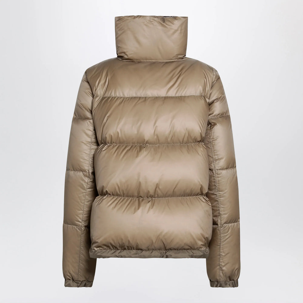 Sacai - Beige down jacket with asymmetrical zip Brand Apparel & Accessories > Clothing > Outerwear > Coats & Jackets