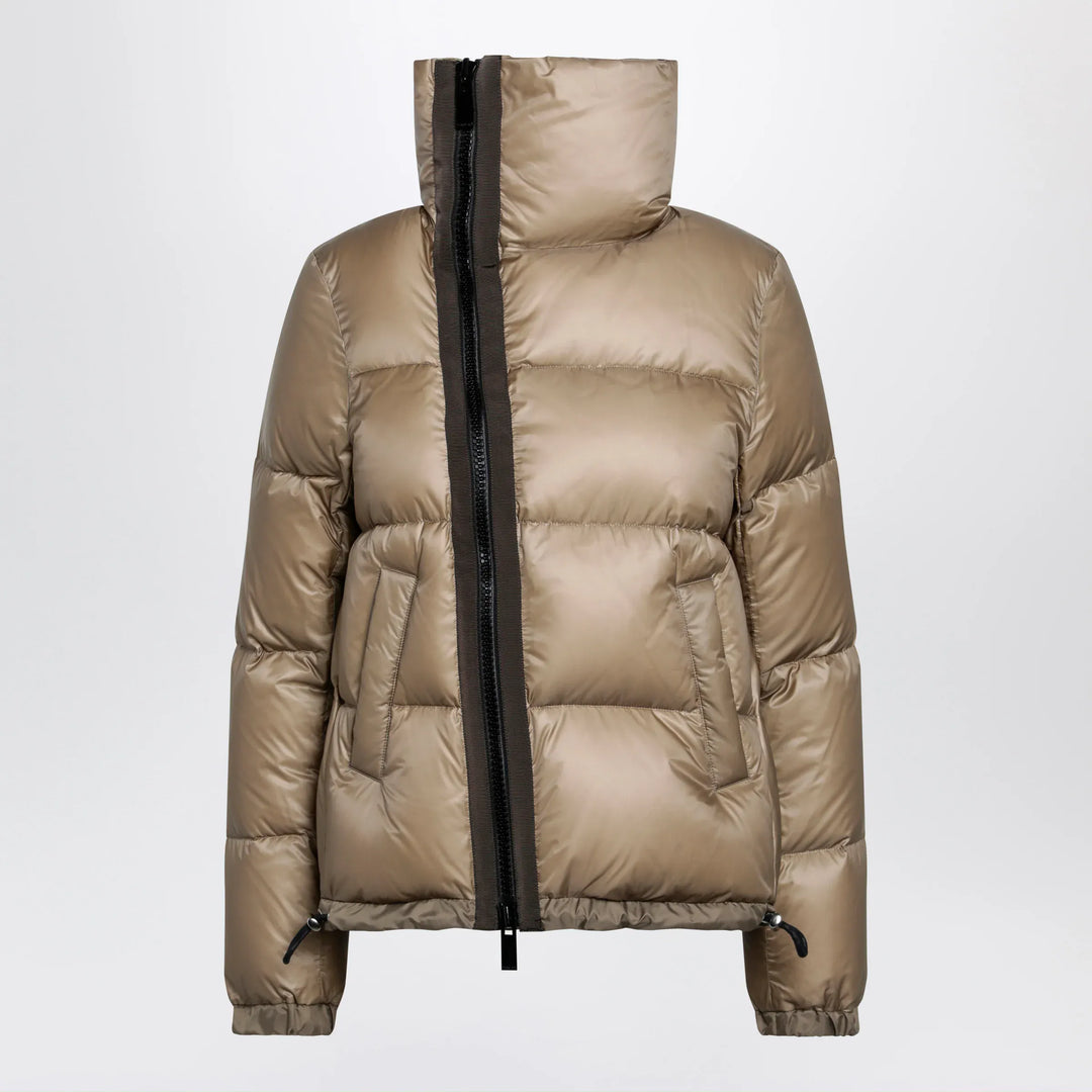 Sacai - Beige down jacket with asymmetrical zip Brand Apparel & Accessories > Clothing > Outerwear > Coats & Jackets 2