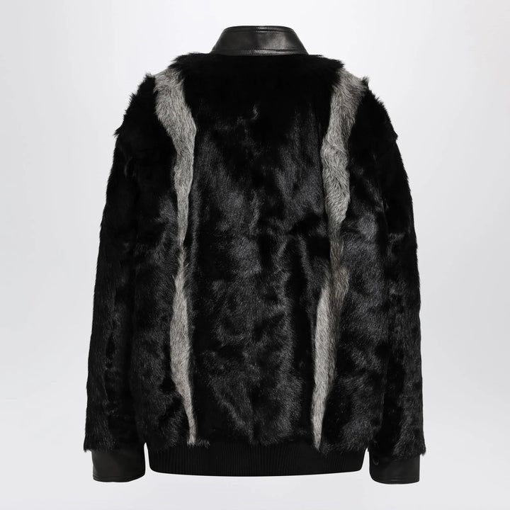 Valentino - Black/Grey shearling and leather jacket Brand Apparel &amp; Accessories > Clothing > Outerwear > Coats &amp; Jackets 42  IT