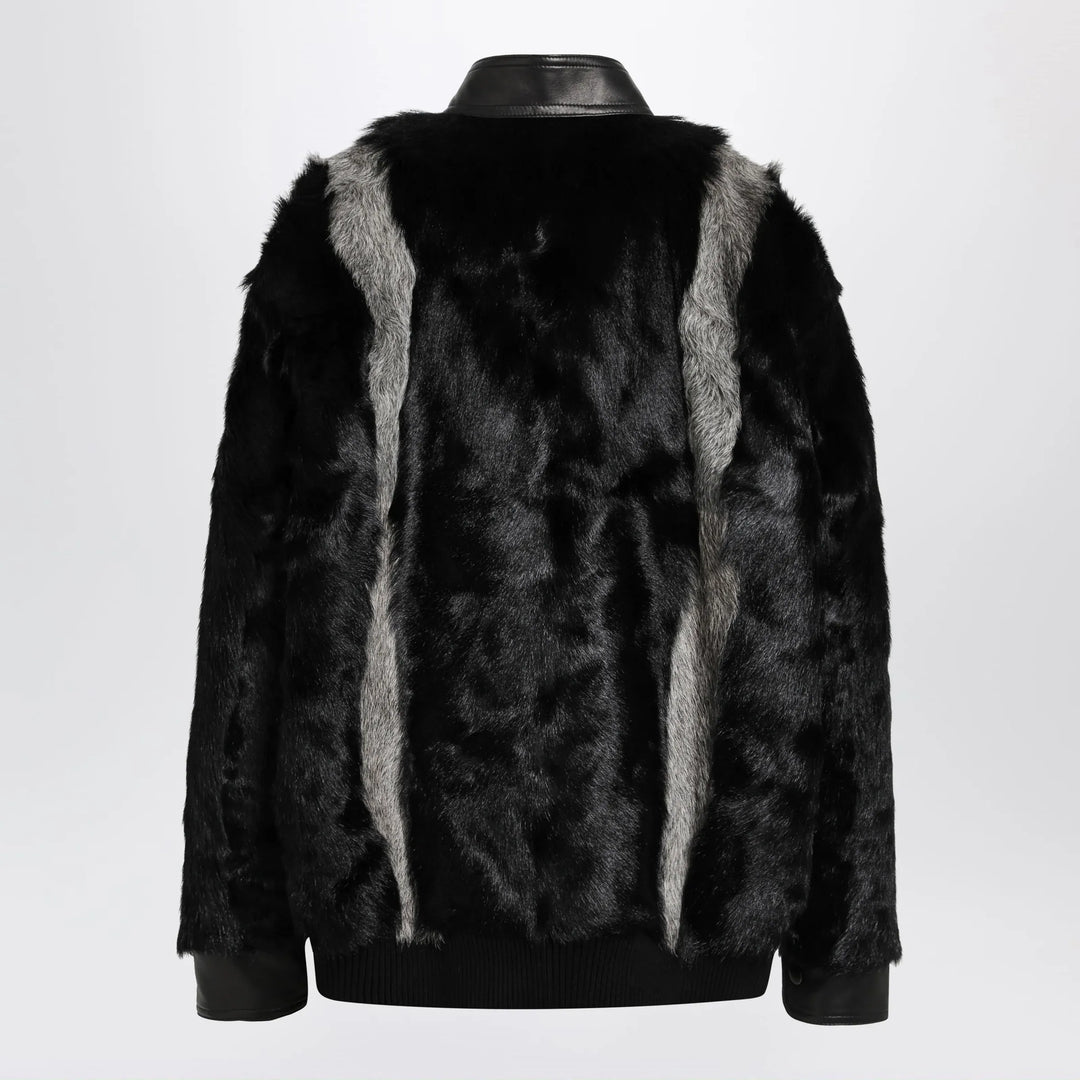 Valentino - Black/Grey shearling and leather jacket Brand Apparel &amp; Accessories > Clothing > Outerwear > Coats &amp; Jackets 42  IT