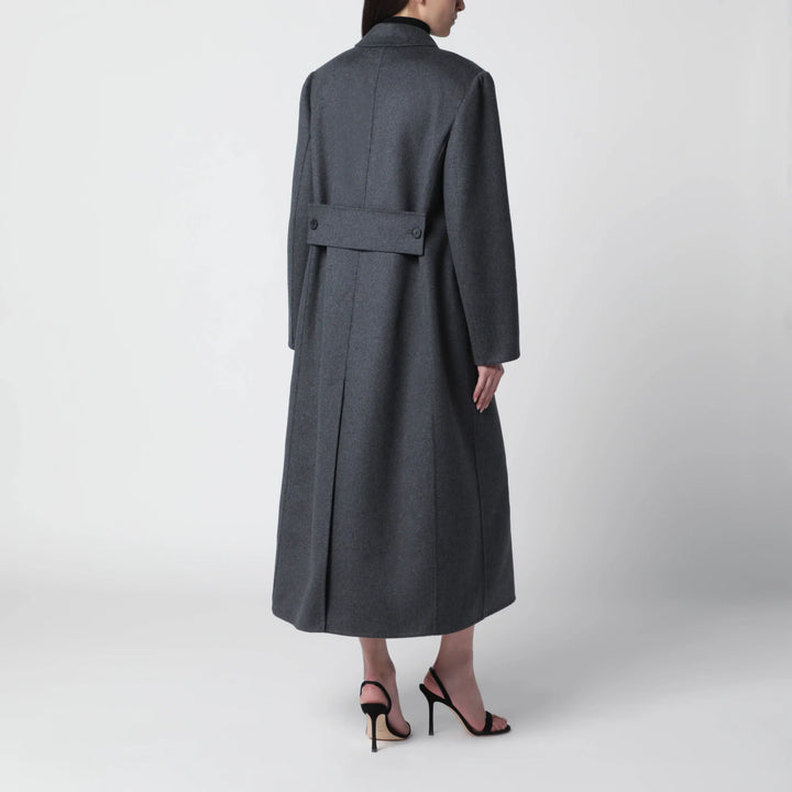 Victoria Beckham - Double-breasted coat in grey mélange wool and cashmere Brand Apparel &amp; Accessories > Clothing > Outerwear > Coats &amp; Jackets