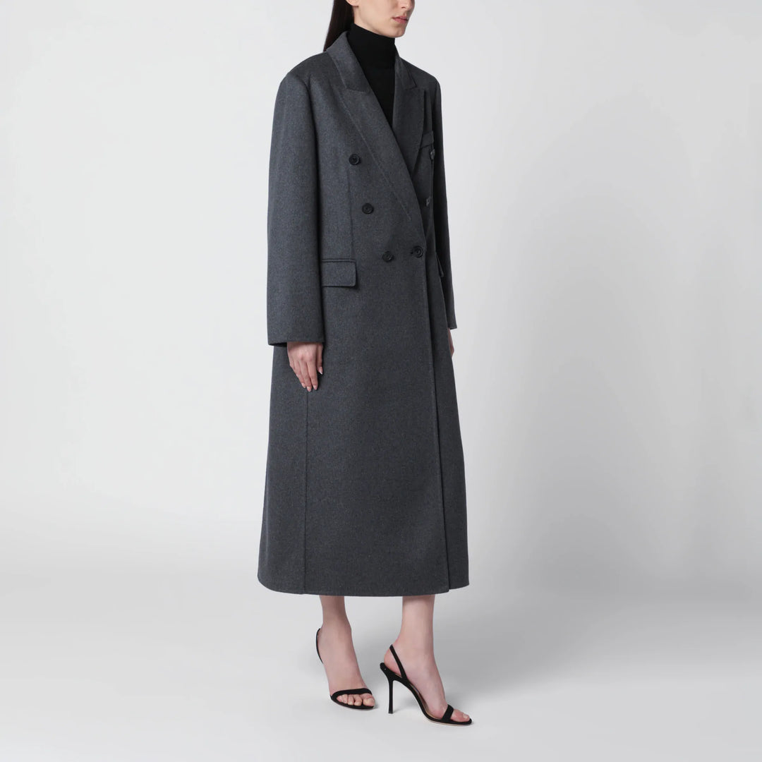 Victoria Beckham - Double-breasted coat in grey mélange wool and cashmere Brand Apparel &amp; Accessories > Clothing > Outerwear > Coats &amp; Jackets