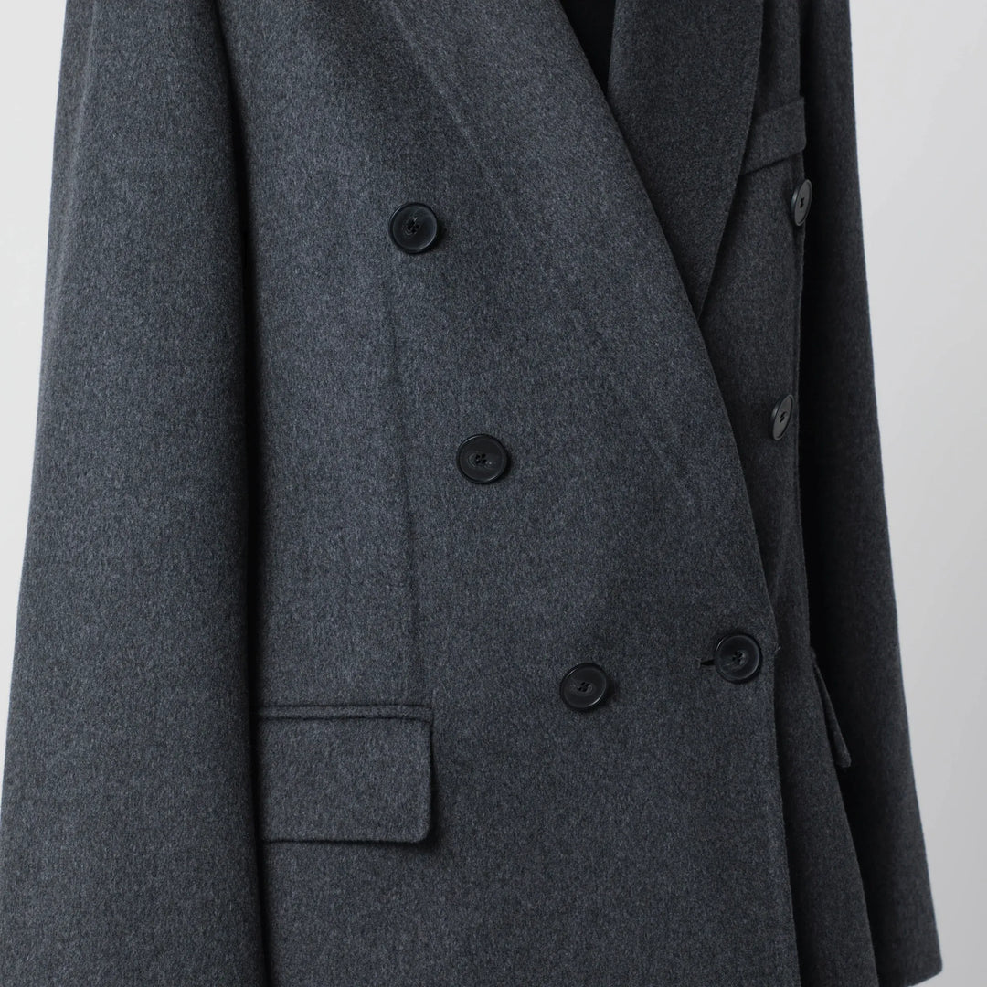 Victoria Beckham - Double-breasted coat in grey mélange wool and cashmere Brand Apparel &amp; Accessories > Clothing > Outerwear > Coats &amp; Jackets