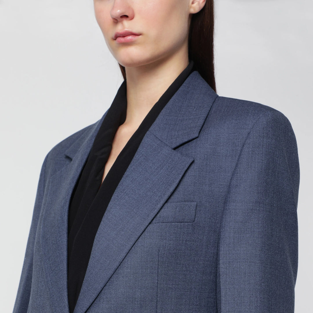 Victoria Beckham - Katherine single-breasted jacket in blue mélange wool blend Brand Apparel &amp; Accessories > Clothing > Outerwear > Coats &amp; Jackets 10 UK