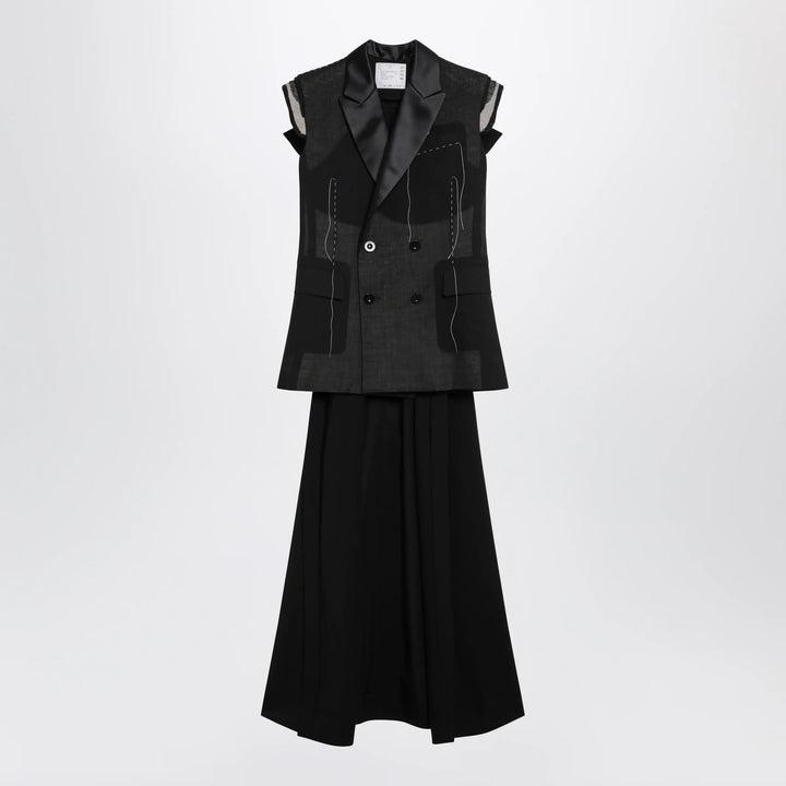Sacai - Black wool organza vest Brand Apparel &amp; Accessories > Clothing > Outerwear > Vests 2