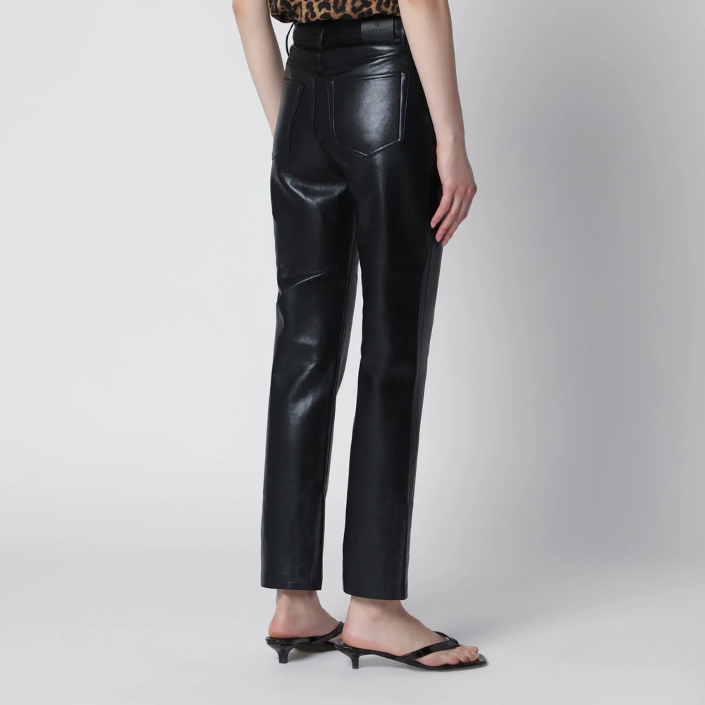 ANINE BING - Black Bruno trousers in regenerated leather Brand Apparel & Accessories > Clothing > Pants