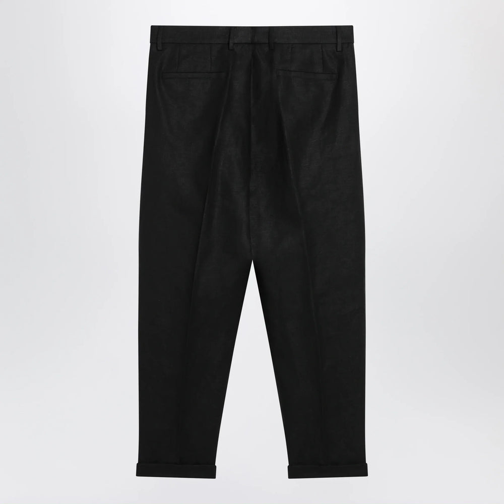 Dolce&Gabbana - Black linen canvas trousers Brand Apparel & Accessories > Clothing > Pants 48 IT