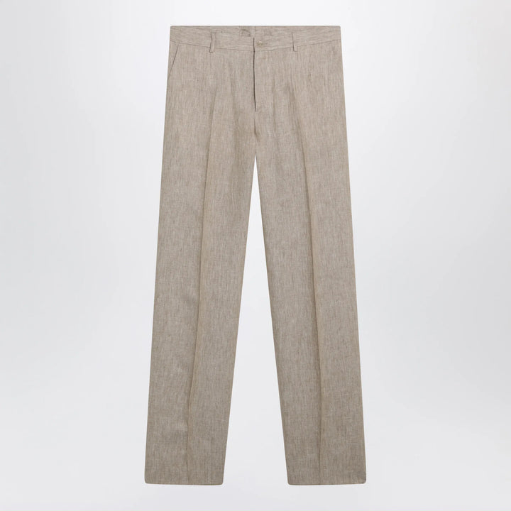 Dolce&amp;Gabbana - Classic linen twill trousers in beige/white mélange Brand Apparel &amp; Accessories > Clothing > Pants 48 IT